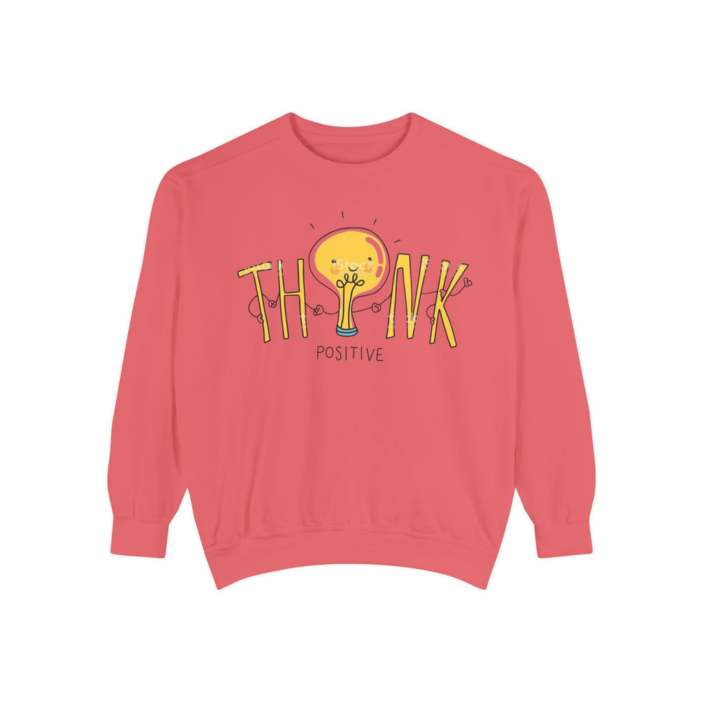 Think Positive Sweatshirt  Cute Lightbulb Graphic Positive Vibes Crewneck