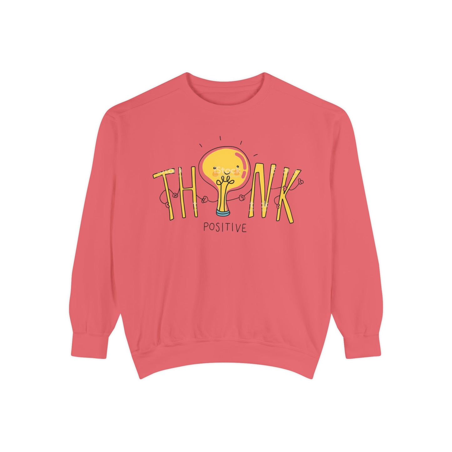 Think Positive Sweatshirt  Cute Lightbulb Graphic Positive Vibes Crewneck
