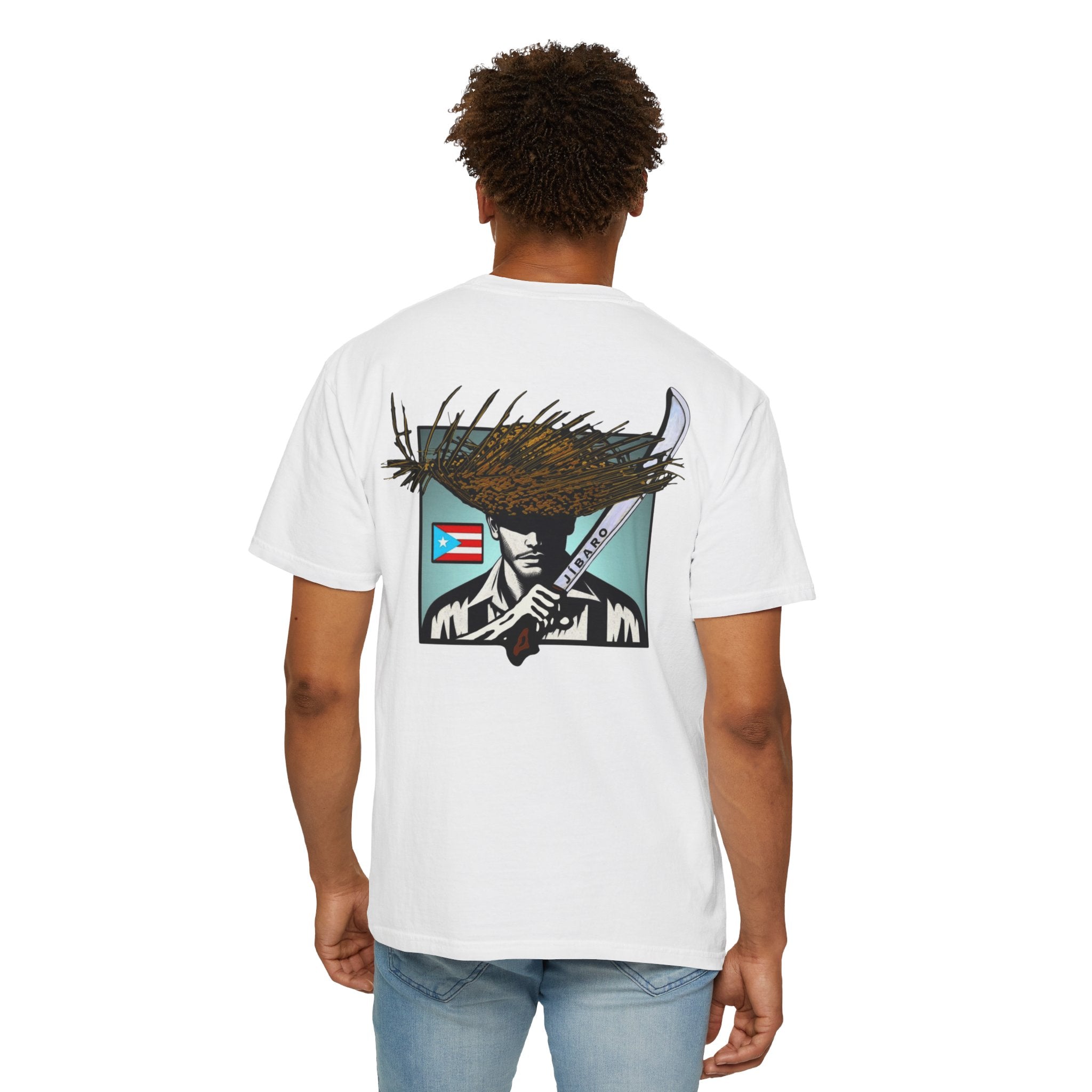 T-Shirt  "Jíbaro" Puerto Rican Heritage Tee (Back Machete  Sombrero de Paja Design) Puerto Rico’s Navidades