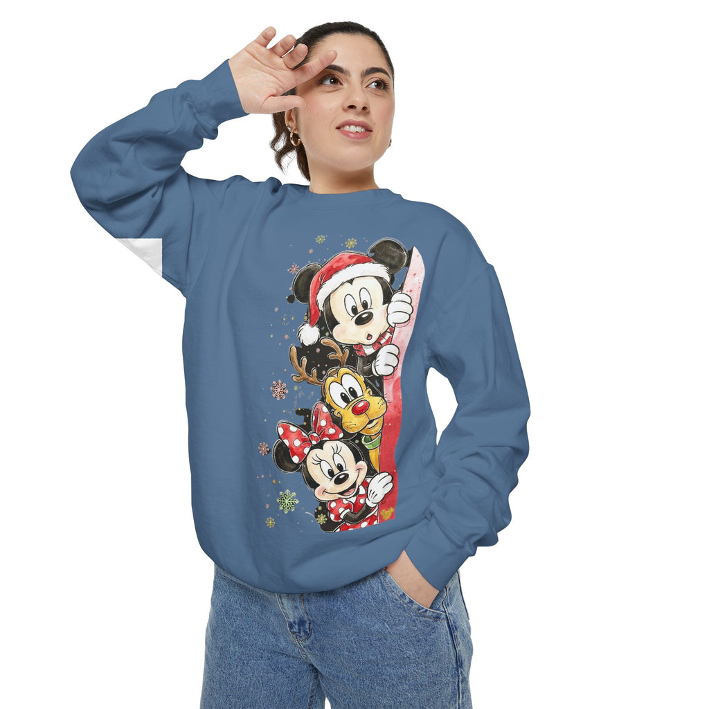 Christmas Disney Characters Sweatshirt  Mickey, Minnie & Pluto Holiday Crew Cartoon Christmas T-shirts and Sweaters