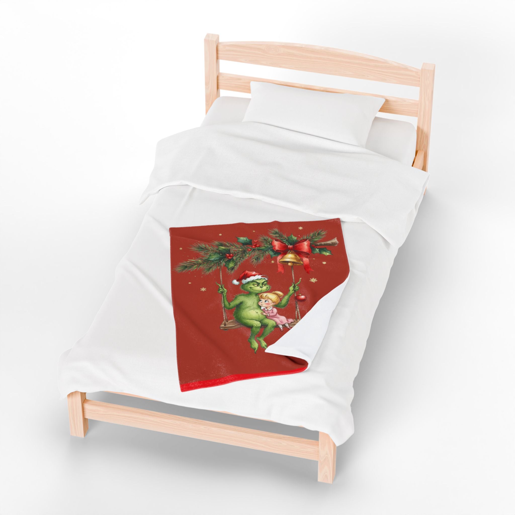 “Winter Wonderland Cartoon Fleece Blanket Grinchmas Velveteen Plush Blanket Holiday Grinch & Cindy Lou Cozy Throw