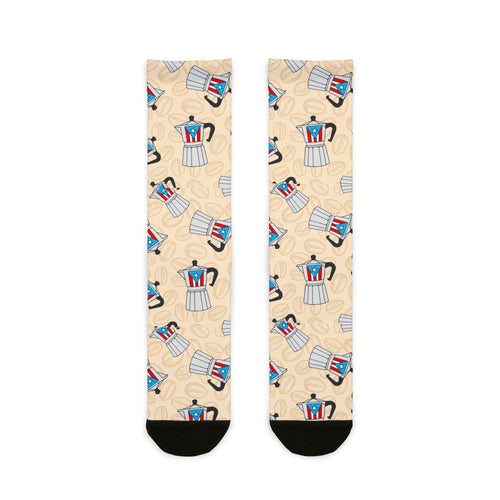 Coffee Moka Pot Crew Socks — Cute Espresso Patterned Sublimation Socks
