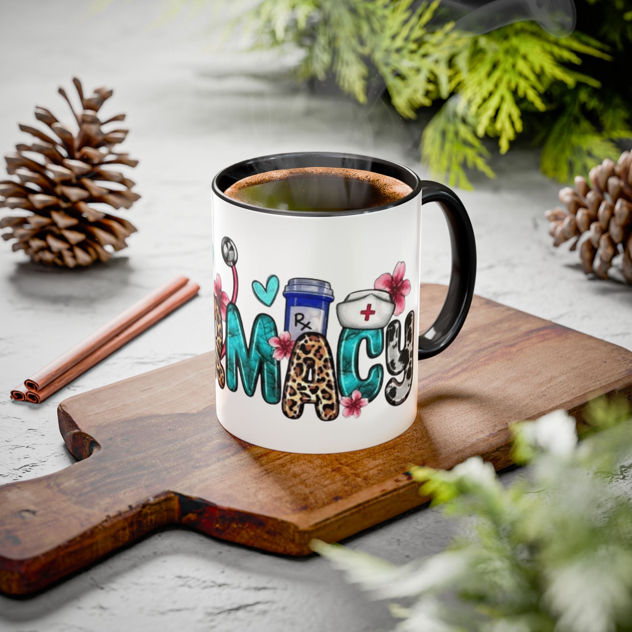 Pharmacy Nurse Coffee Mug — Cute Leopard & Teal Medical Design (11oz/15oz)Christmas mug for all healthcare heroes