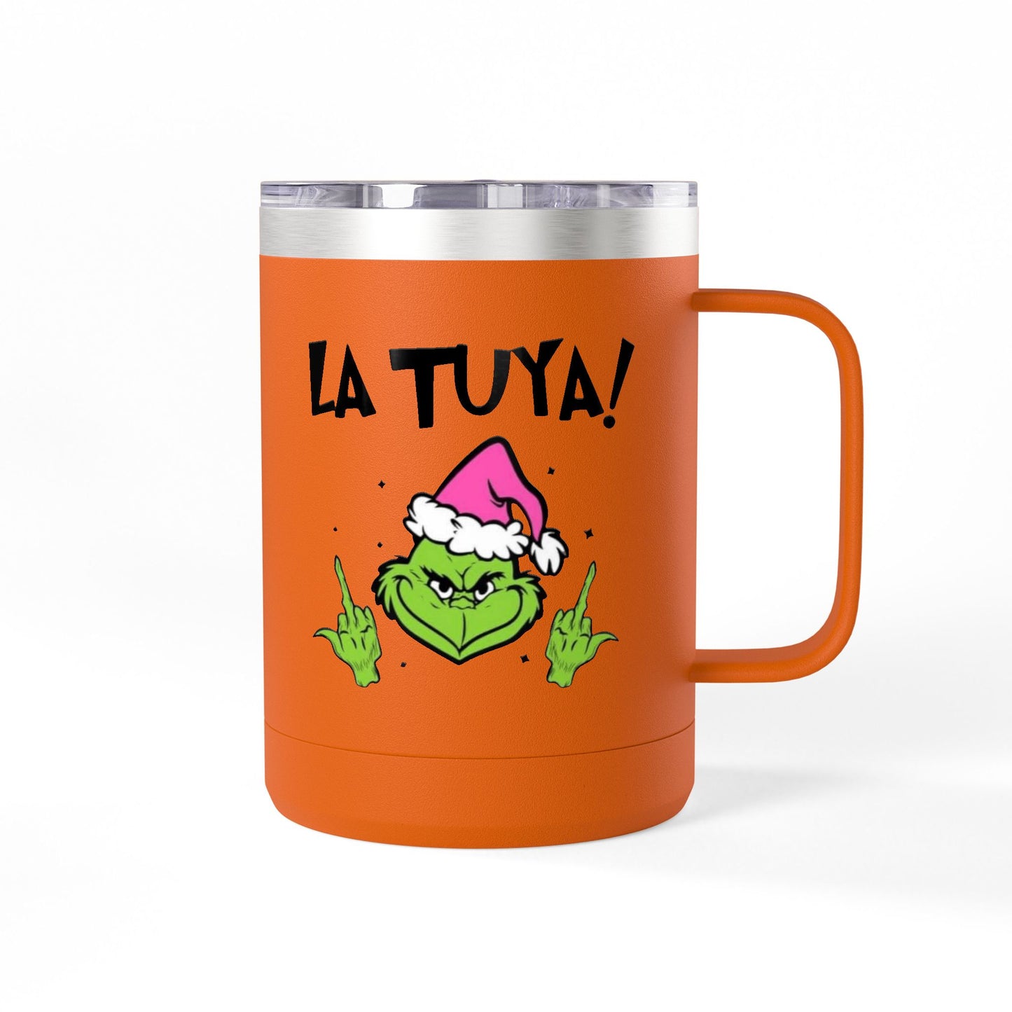 Holiday Grinch Coffee Mug Tumbler - 15oz Vaso / Taza de Acero Inoxidable – Diseño Navideño