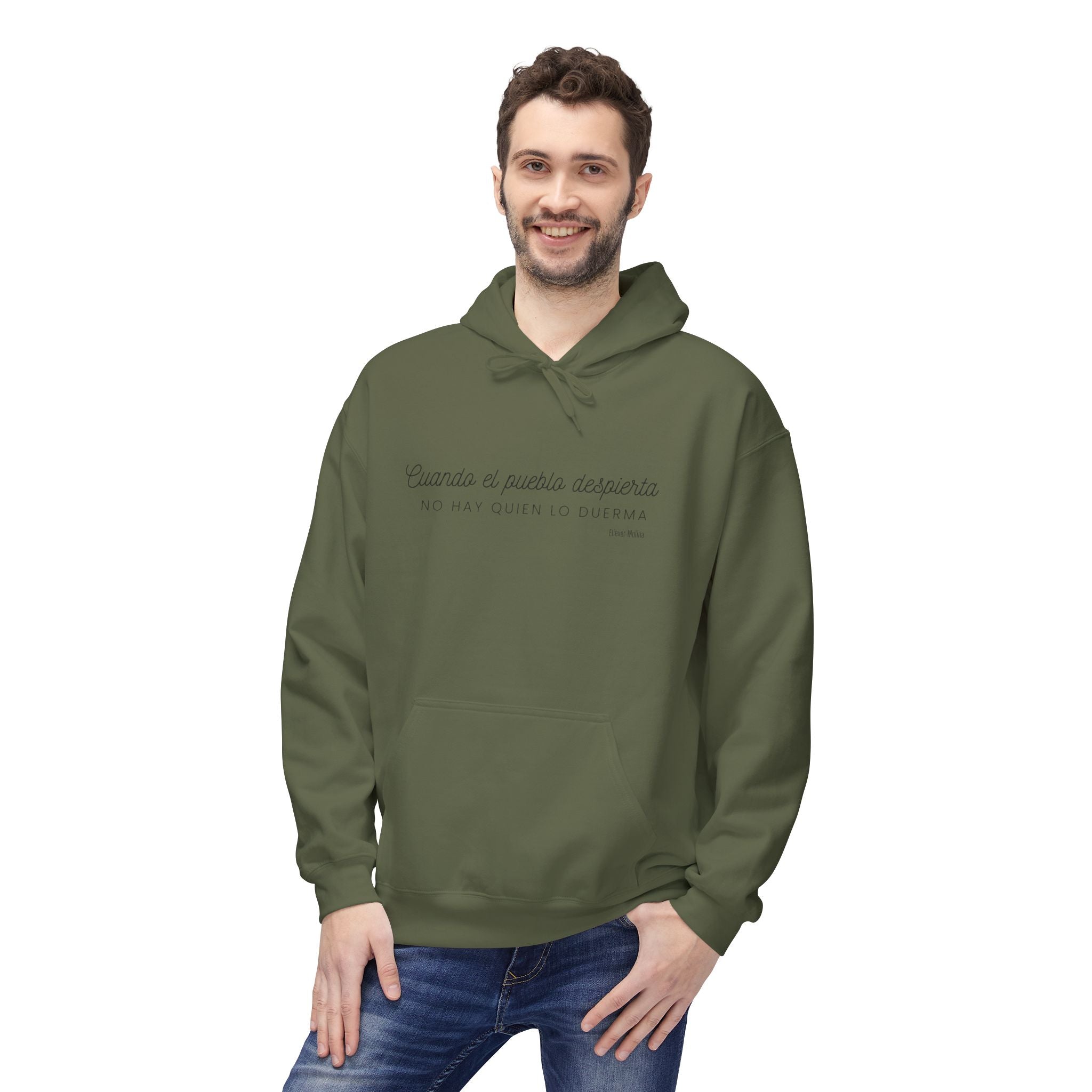 White Hoodie - "Caminas a pa'la desporta" Minimal Script Pullover