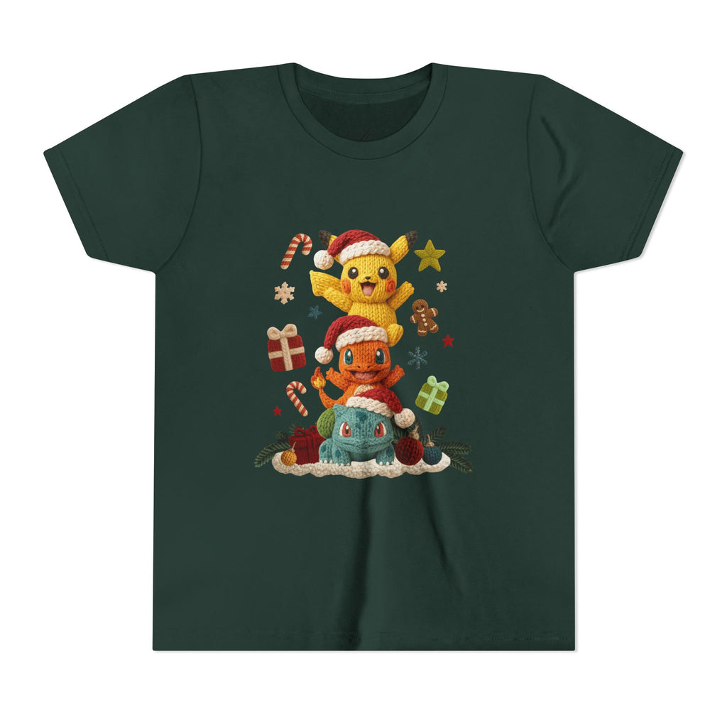 Kids Holiday Tee  Cute Stacked cartoon Characters Christmas Design