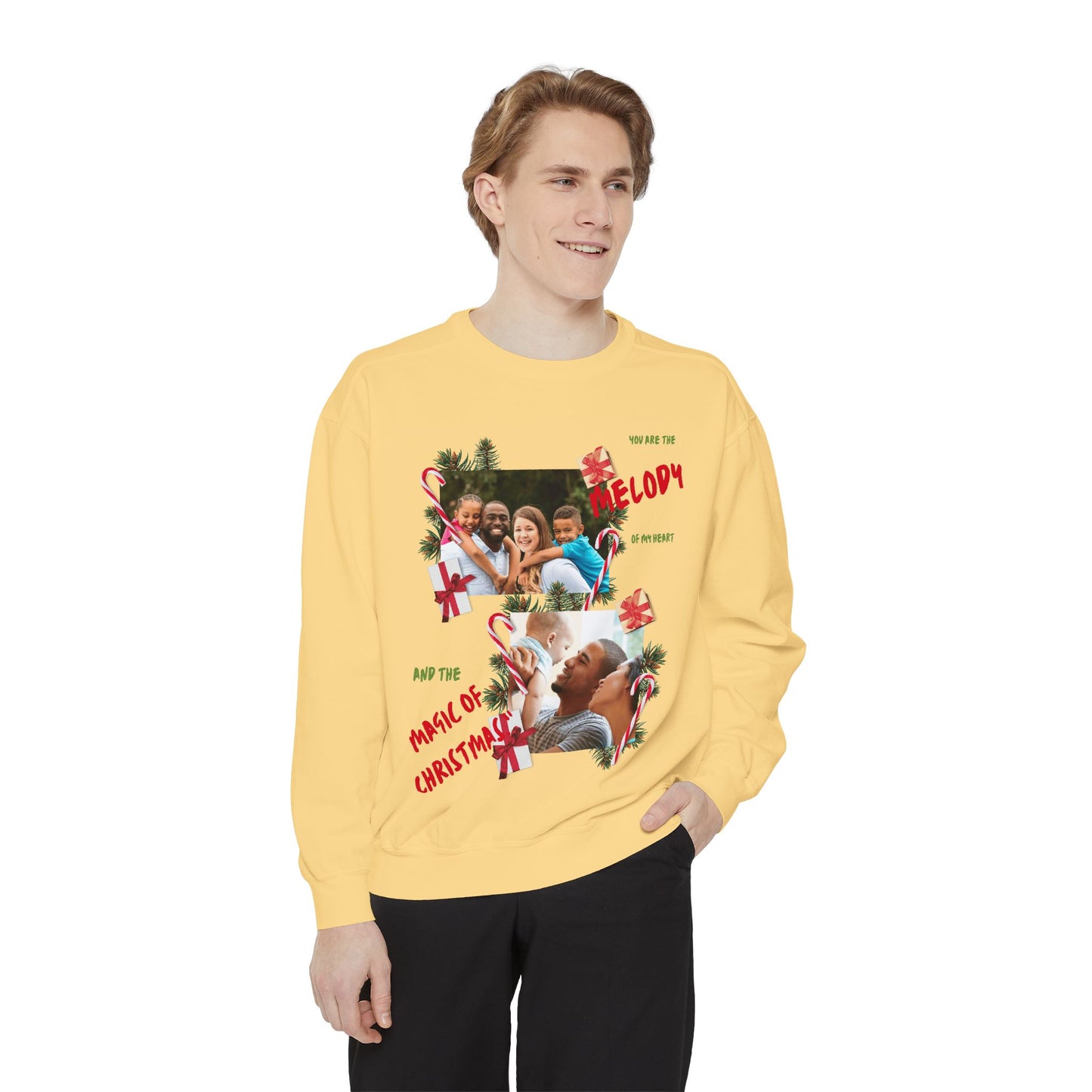Personalized Christmas Photo Sweatshirt – “You Are the Melody” Holiday Crewneck