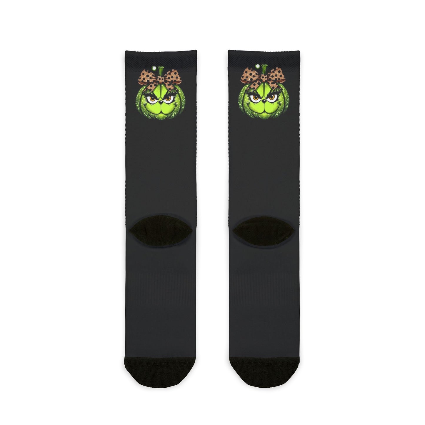 New Christmas Sock Collection! Green Pumpkin Witch Jack-O'-Lantern Crew Socks