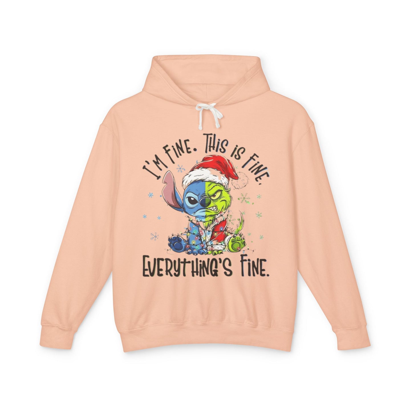 I'm Fine This Is Fine Hoodie  Funny Christmas Stitch Pullover Cartoon Christmas T-shirts and Sweaters
