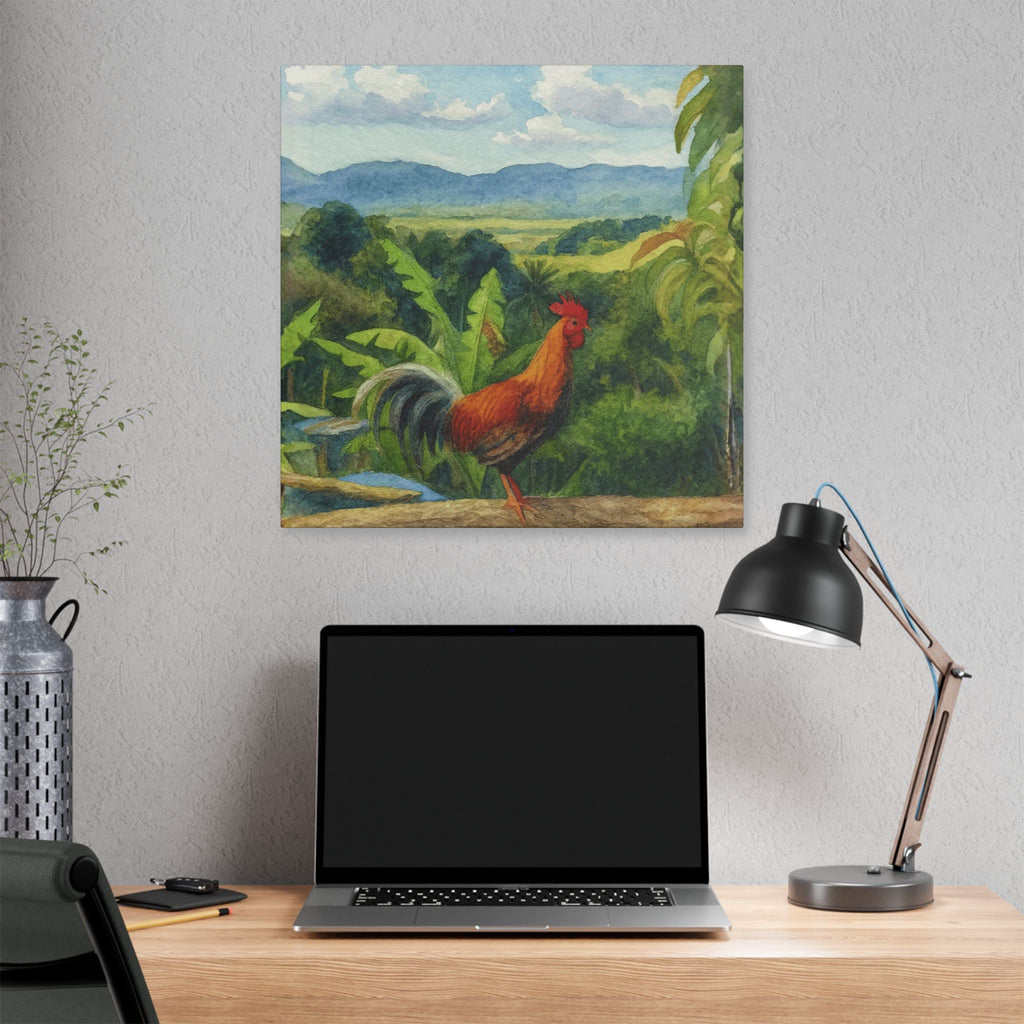These Puerto Rico inspired Rooster Morning Landscape Canvas