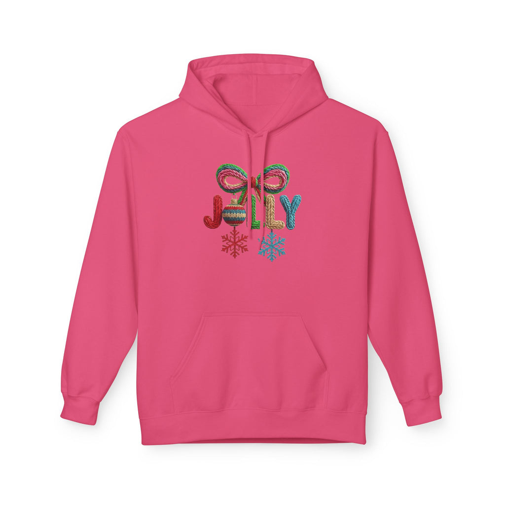 Jolly Candy Cane Holiday Hoodie — "JOLLY" Festive Sweatshirt