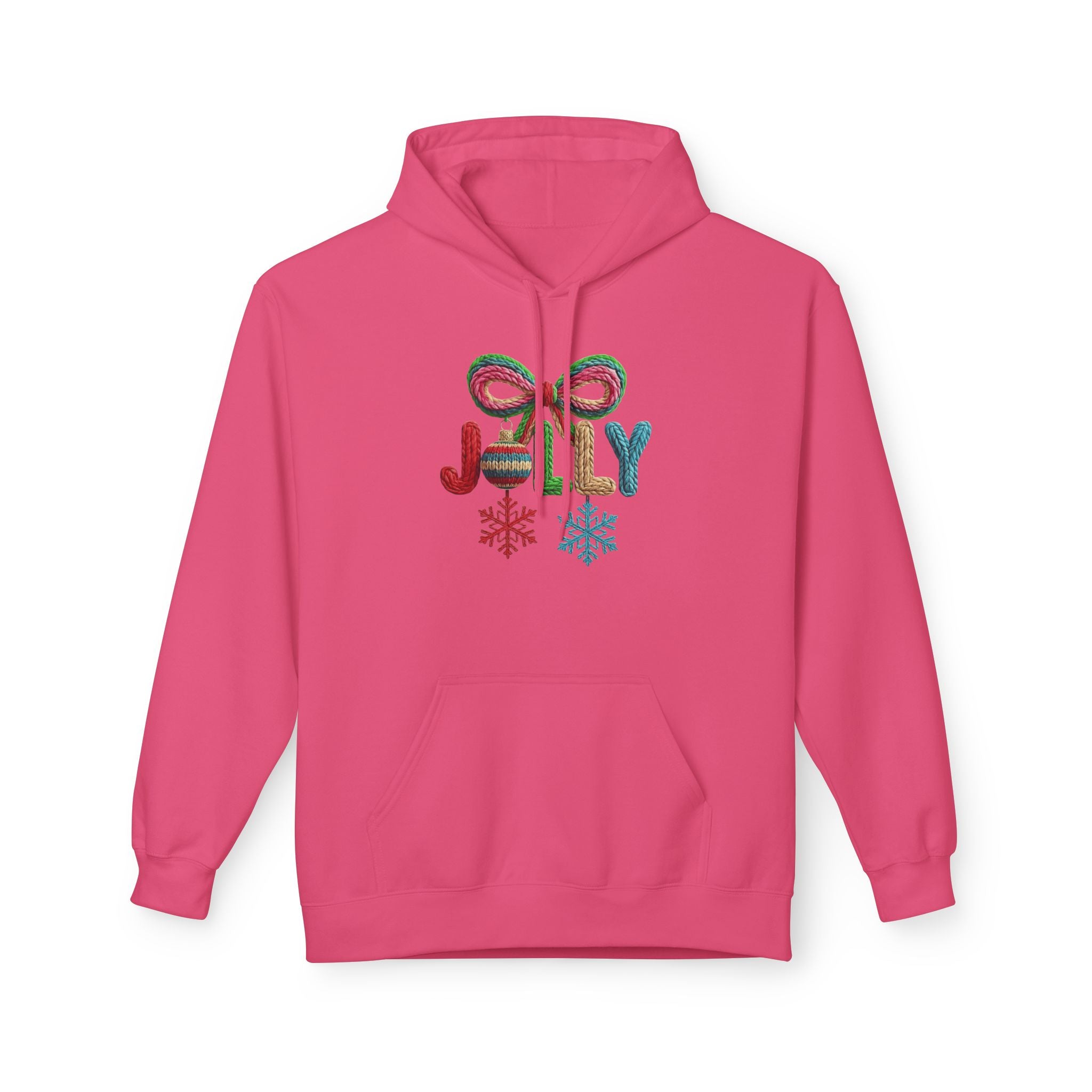 Jolly Candy Cane Holiday Hoodie — "JOLLY" Festive Sweatshirt