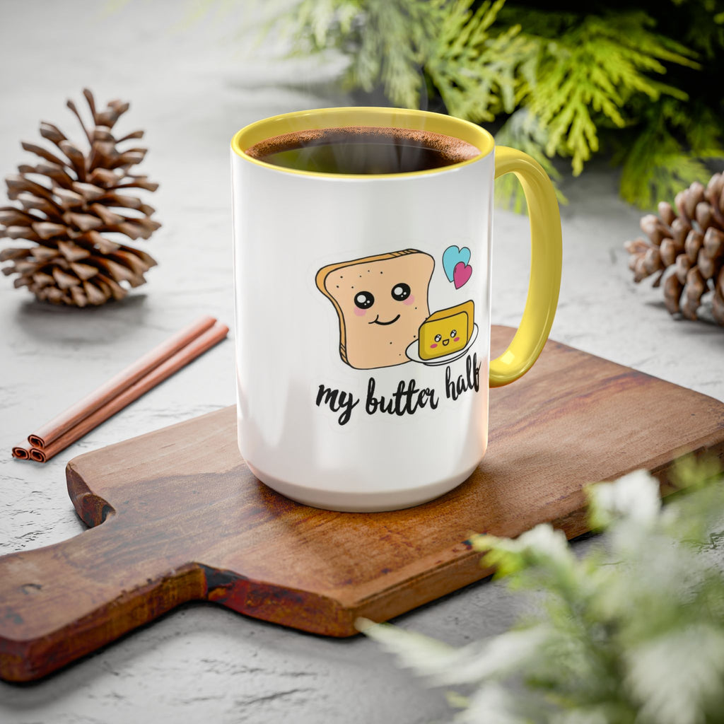 Motivational & Funny Quote Mugs Uplifting Coffee Cup Gifts Cute Foodie Relationship Mug My Butter Half Design, Colorful 11oz & 15oz