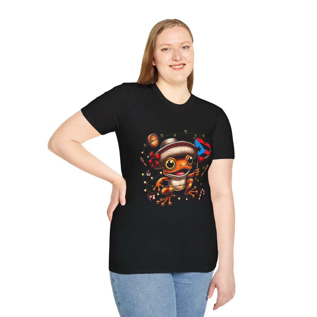 Puerto Rico Frog Holiday T-Shirt  Cute Coquí with Flag Heart (Christmas) Puerto Rico Navidades