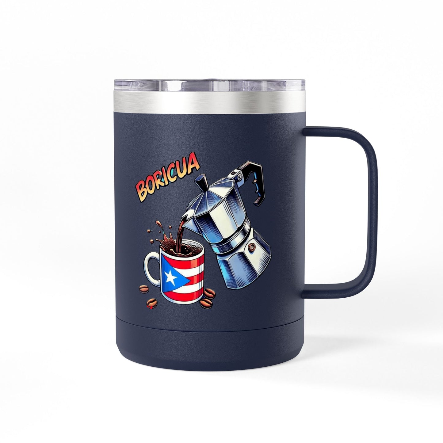 Puerto Rican Coffee Mug Tumbler, 15oz | Great Gift for Coffee Lovers, Unique Kitchen Decor, Perfect for Birthdays & Holidays