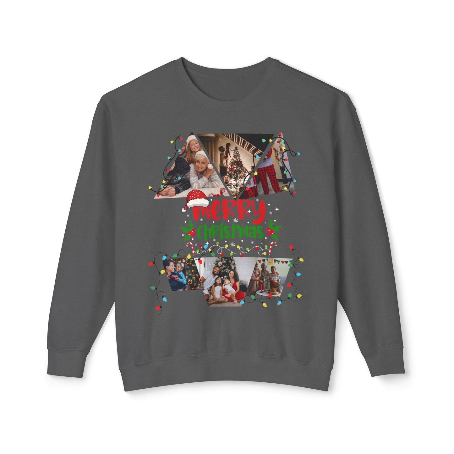 Christmas Photo Collage Sweatshirt — "Merry Christmas" Holiday Crewneck
