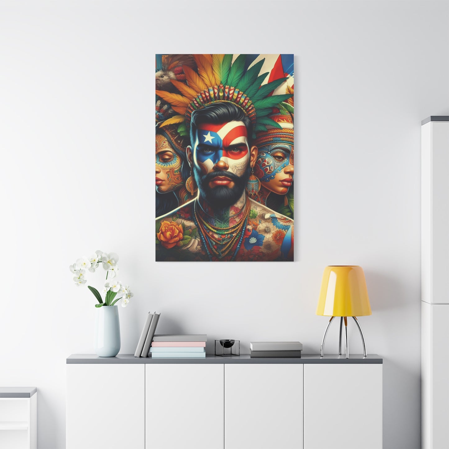 La Isla del Encanto Taíno Symbol Design Vibrant Cultural Art Canvas Print, Wall Decor, Home Decoration, Unique Artwork, Bohemian Style, Gift for Art Lovers