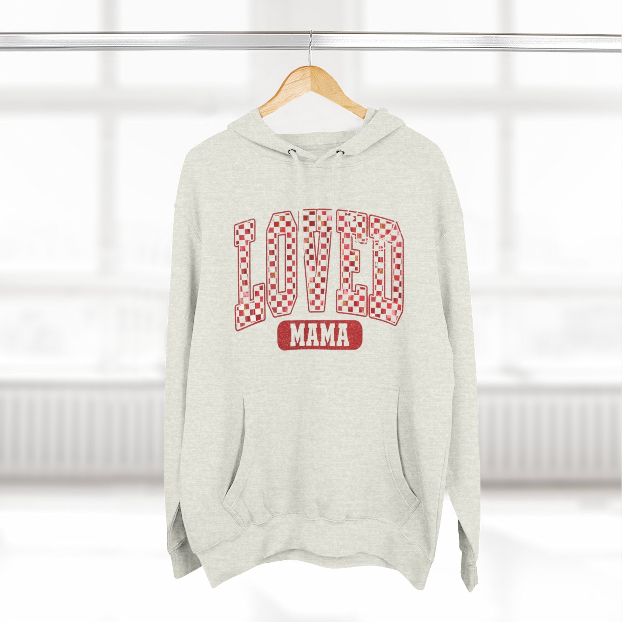 Hoodie  Loved Mama Checkerboard Graphic Hoodie