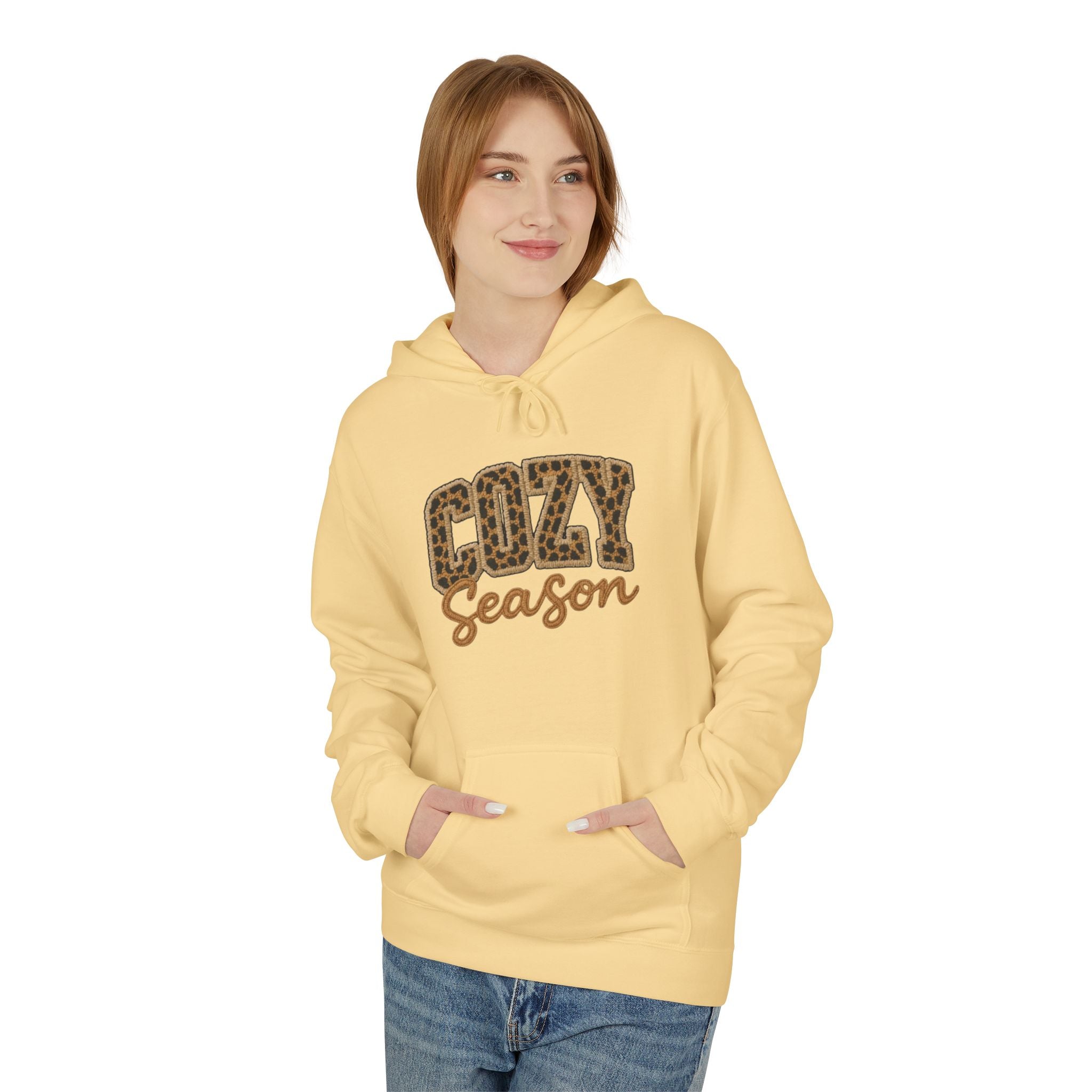 Cozy Season Leopard Hoodie — Fall Winter Graphic Pullover