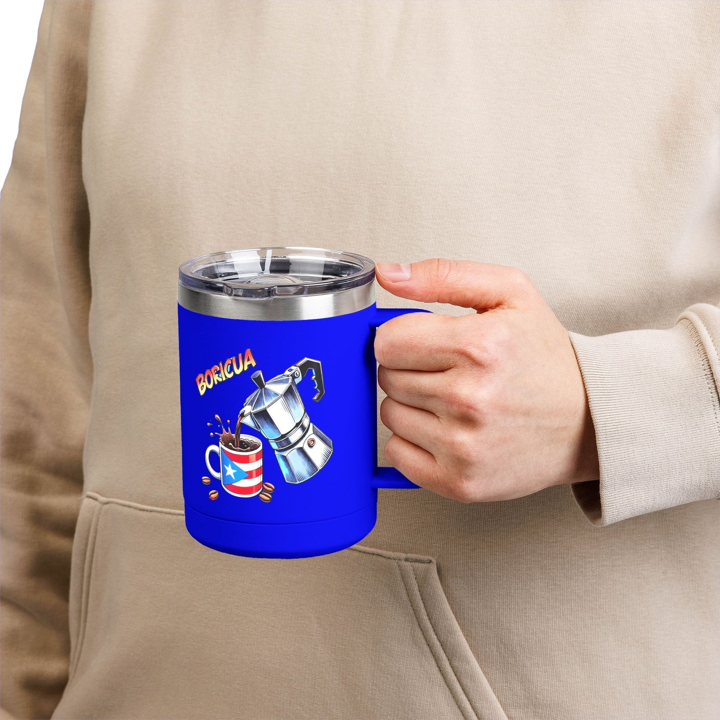 Puerto Rican Coffee Mug Tumbler, 15oz | Great Gift for Coffee Lovers, Unique Kitchen Decor, Perfect for Birthdays & Holidays