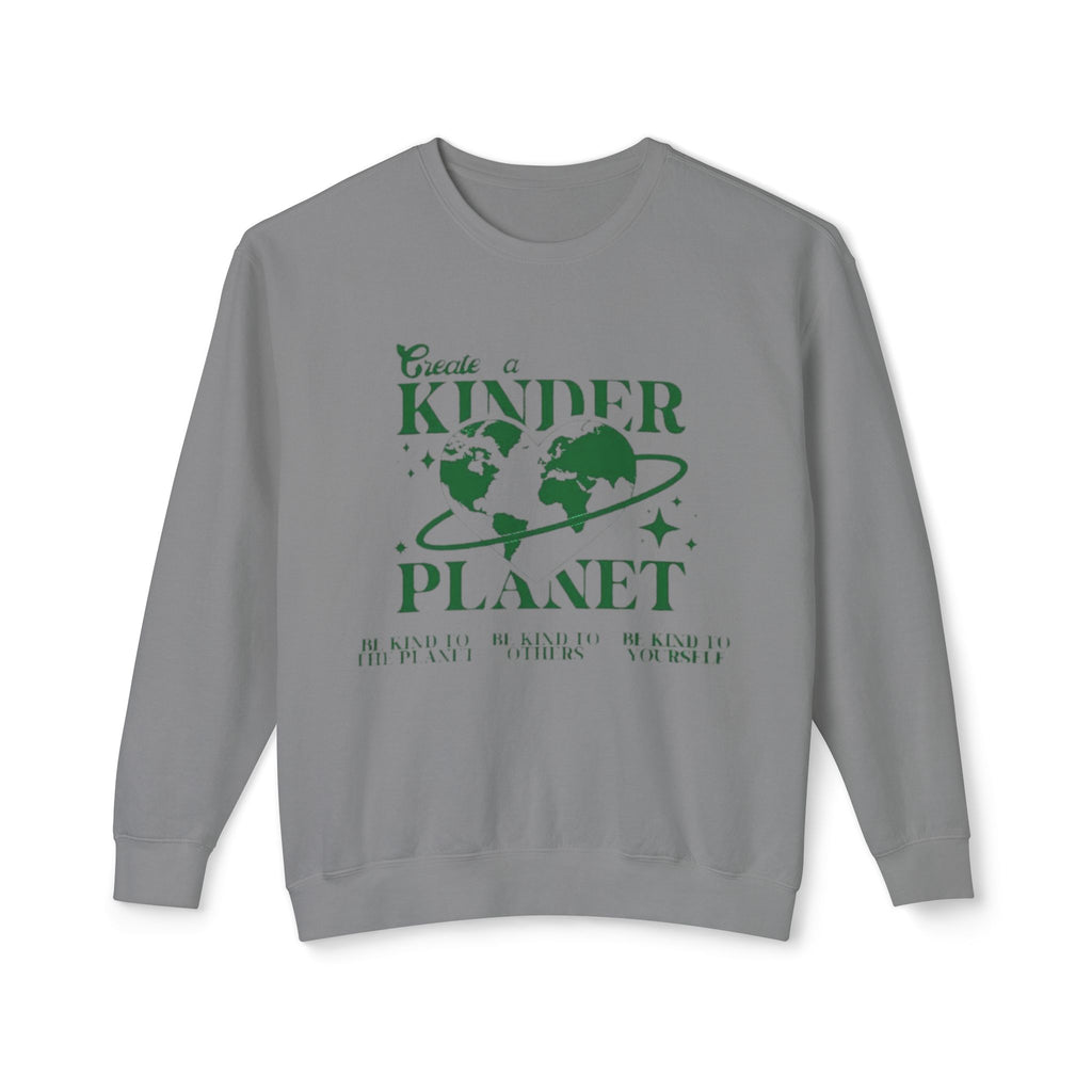 Kinder Planet Crewneck Sweatshirt Eco-Friendly Earth Day Graphic Pullover