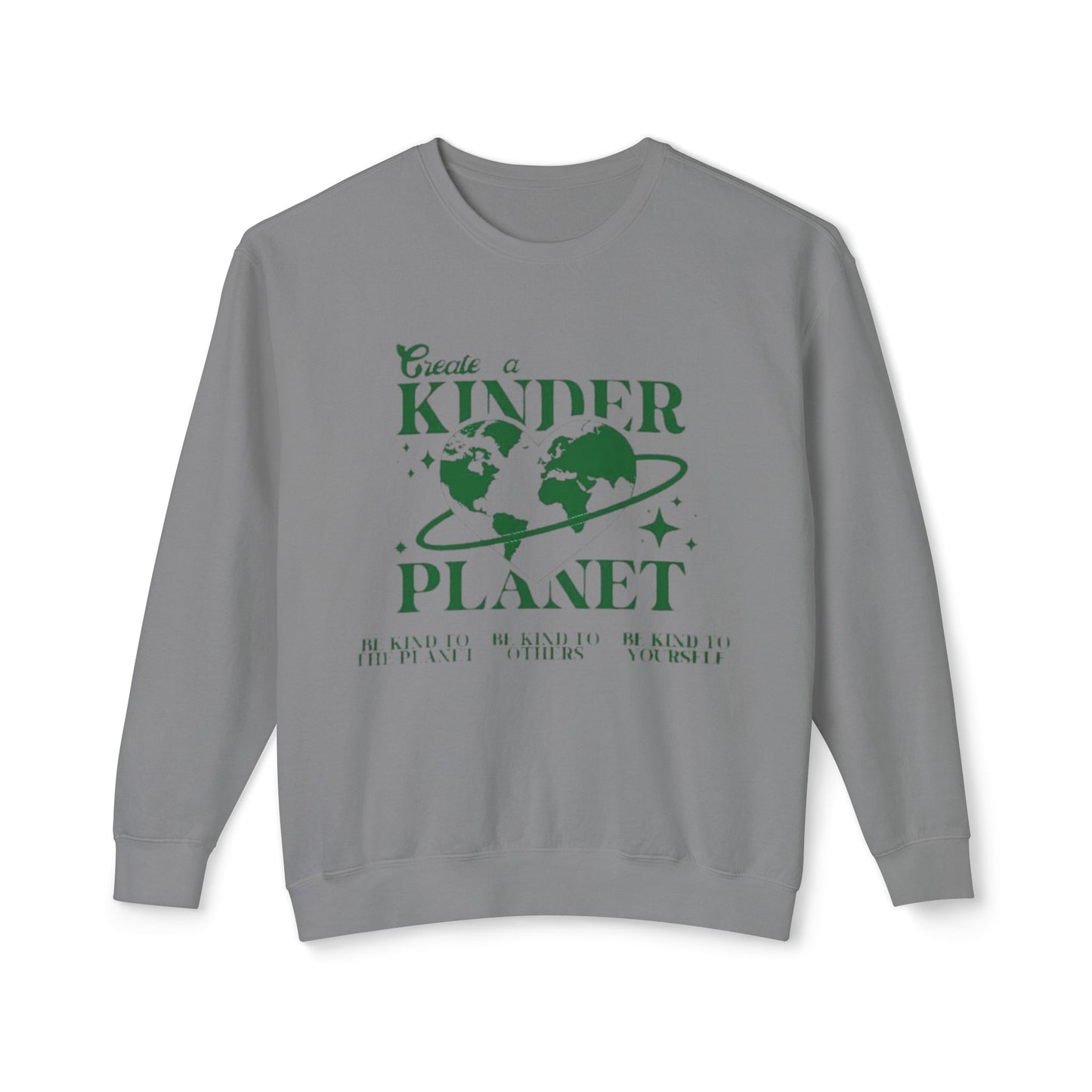 Kinder Planet Crewneck Sweatshirt Eco-Friendly Earth Day Graphic Pullover