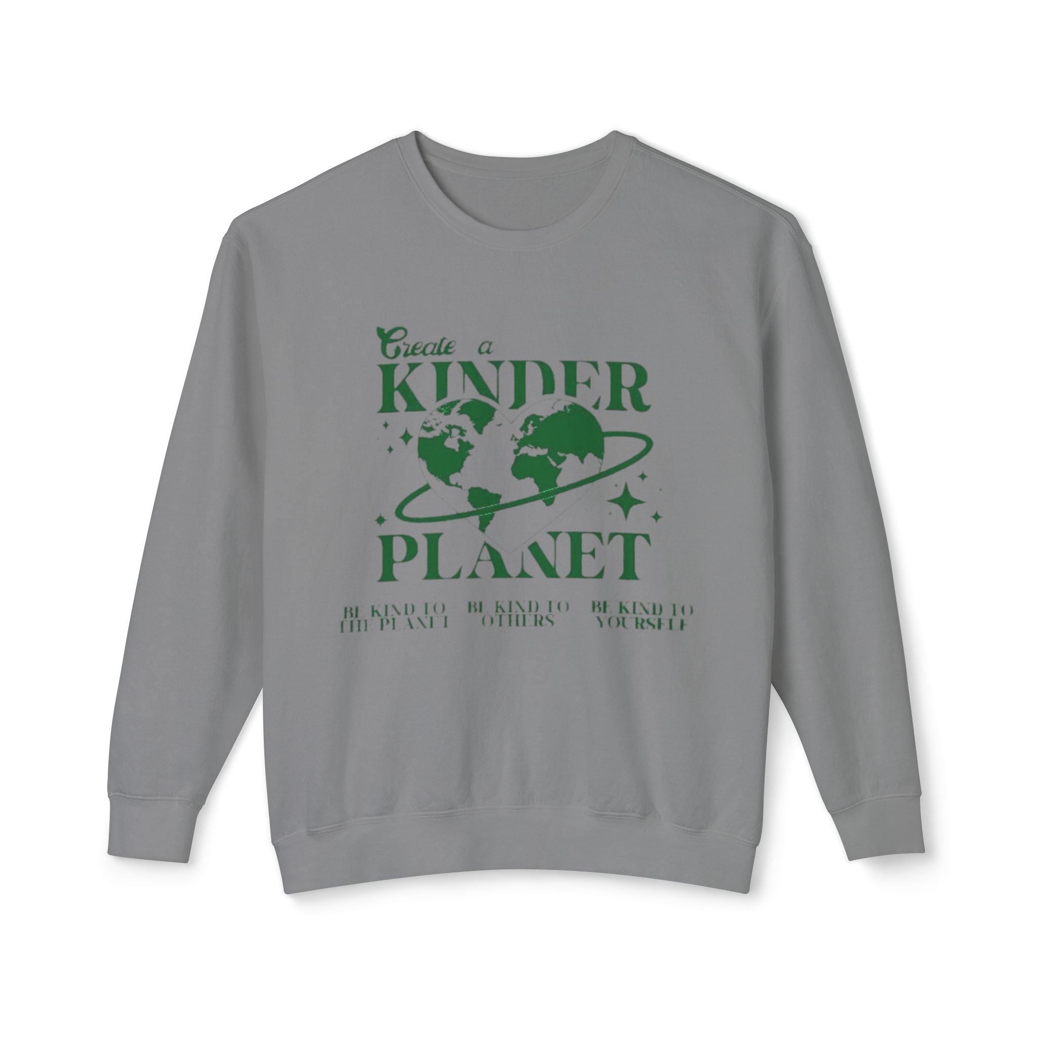 Kinder Planet Crewneck Sweatshirt Eco-Friendly Earth Day Graphic Pullover