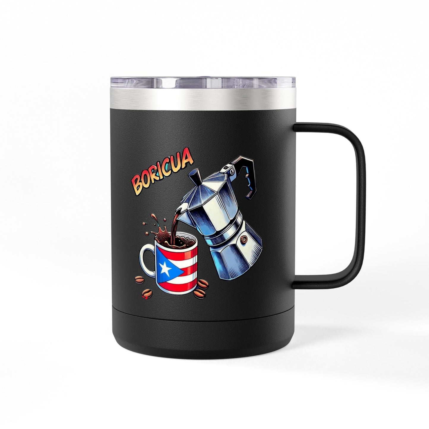 Puerto Rican Coffee Mug Tumbler, 15oz | Great Gift for Coffee Lovers, Unique Kitchen Decor, Perfect for Birthdays & Holidays