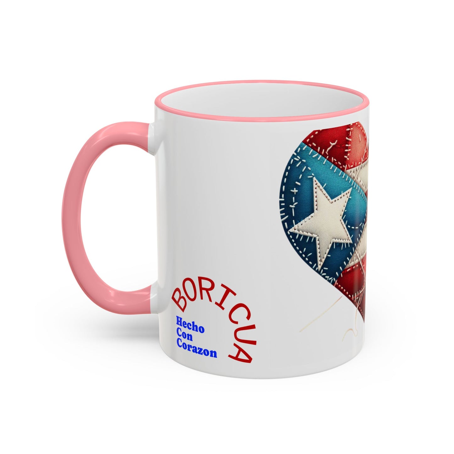 Puerto Rico Flag Heart Accent Rim Mug — Patriotic Coffee Cup (11oz/15oz)