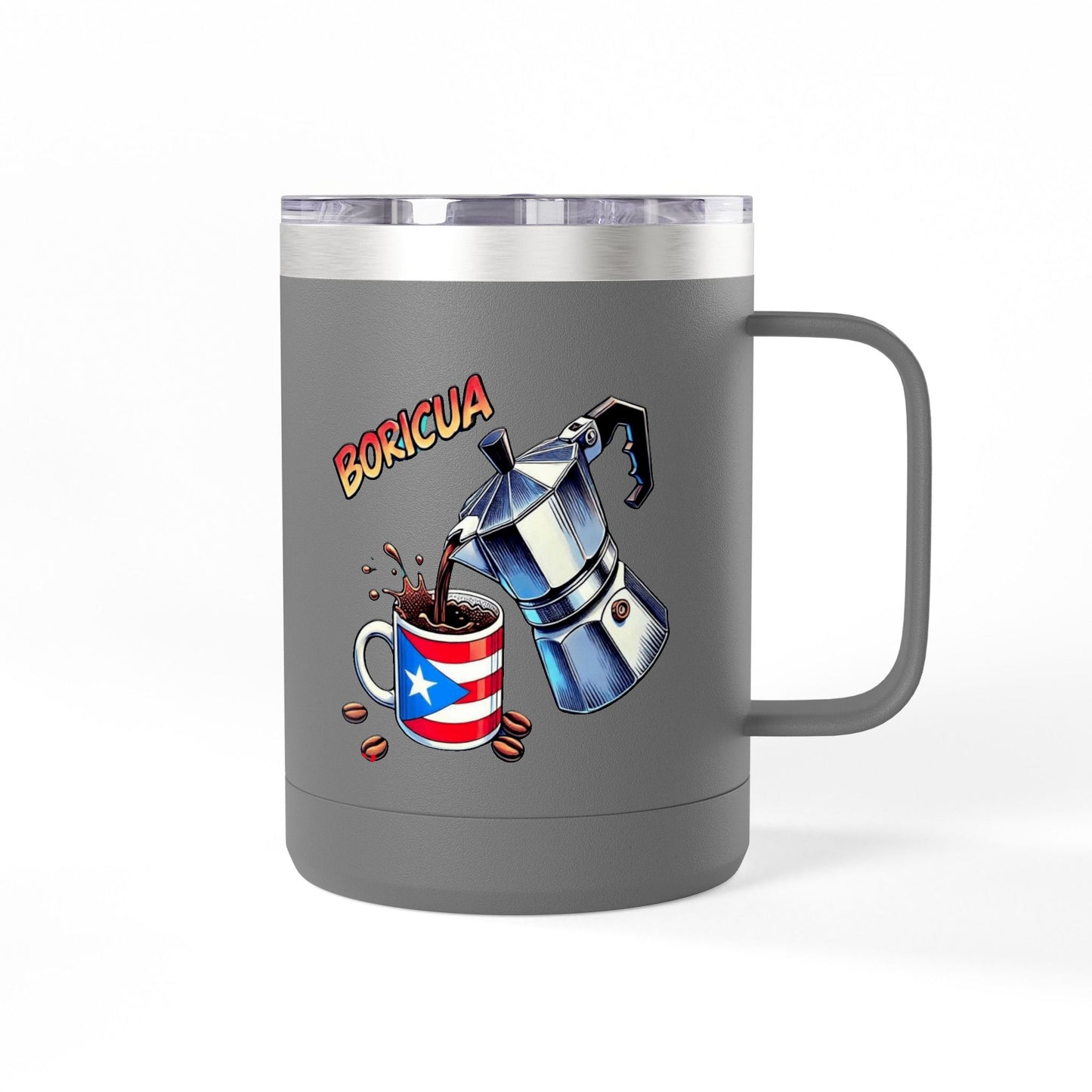 Puerto Rican Coffee Mug Tumbler, 15oz | Great Gift for Coffee Lovers, Unique Kitchen Decor, Perfect for Birthdays & Holidays