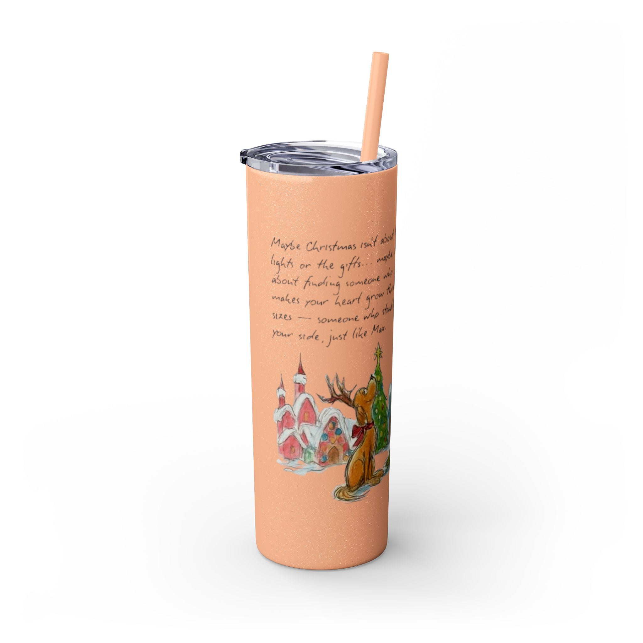 Grinch Christmas Skinny Tumbler with Straw — Dr. Seuss Holiday Quote Design, 20oz Christmas Mugs Collection