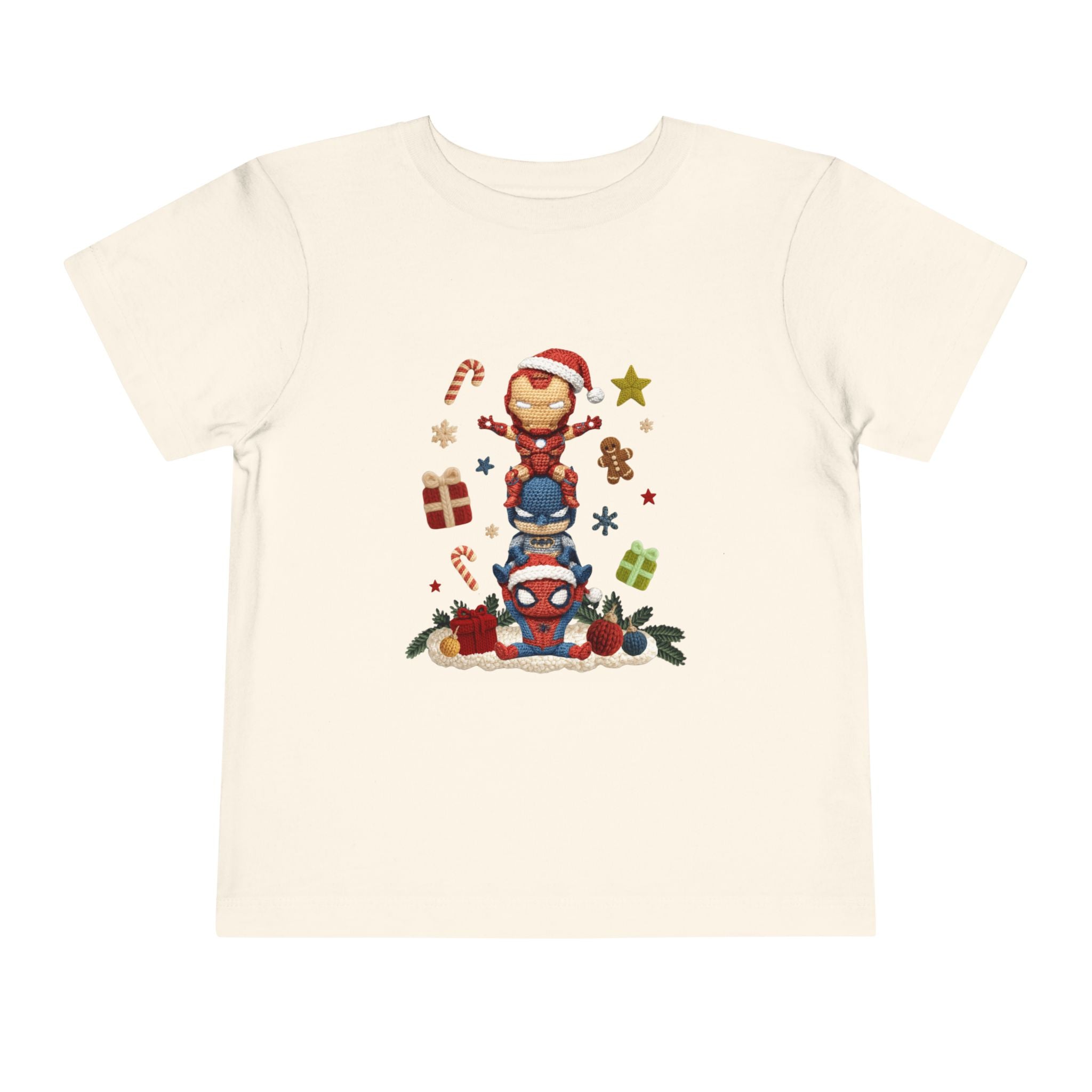 Toddler Tee  Cute Stacked Superhero Christmas Pile christmas kids collection