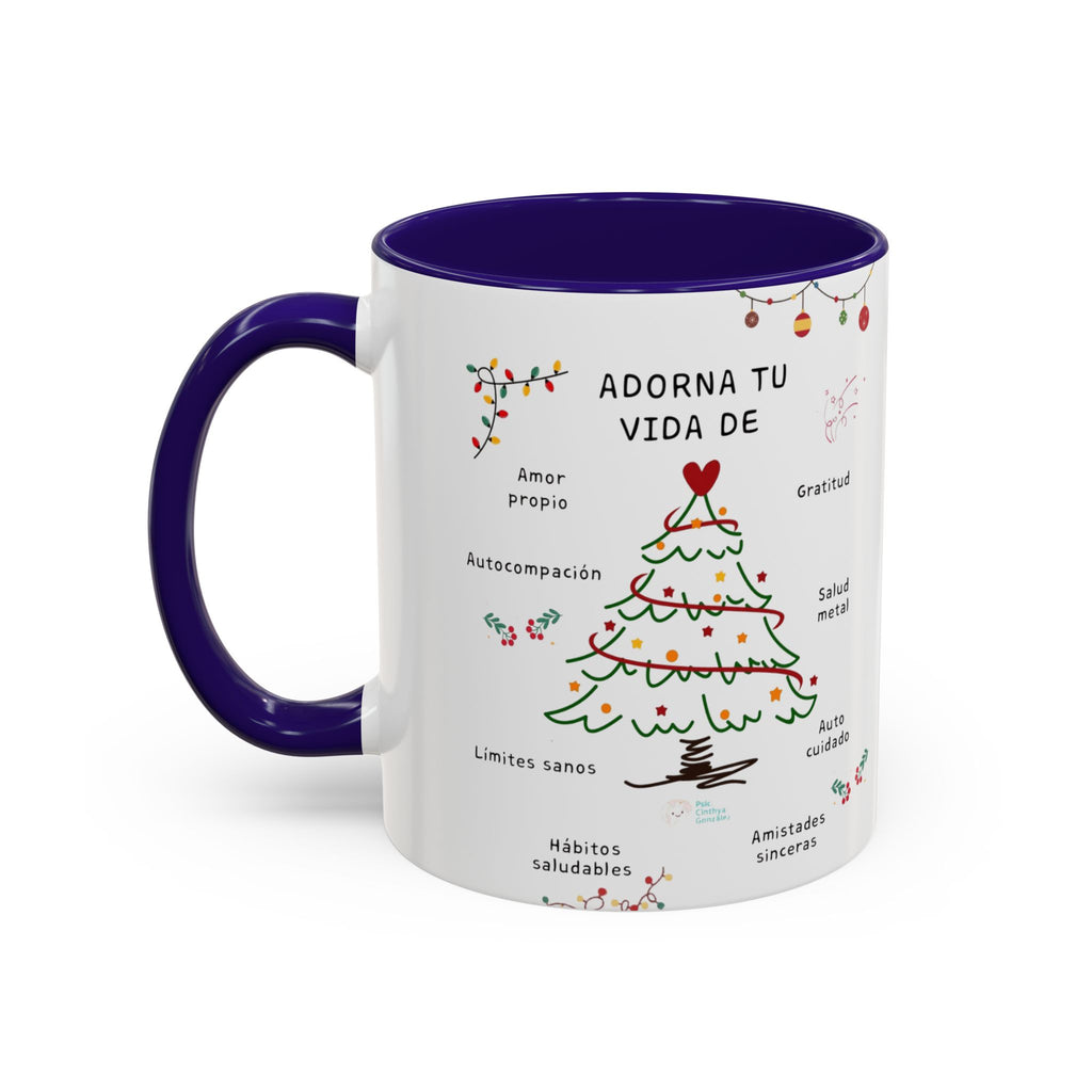 Mug — 'Adorna Tu Vida' Christmas Tree Spanish Holiday Coffee Mug (11oz/15oz)