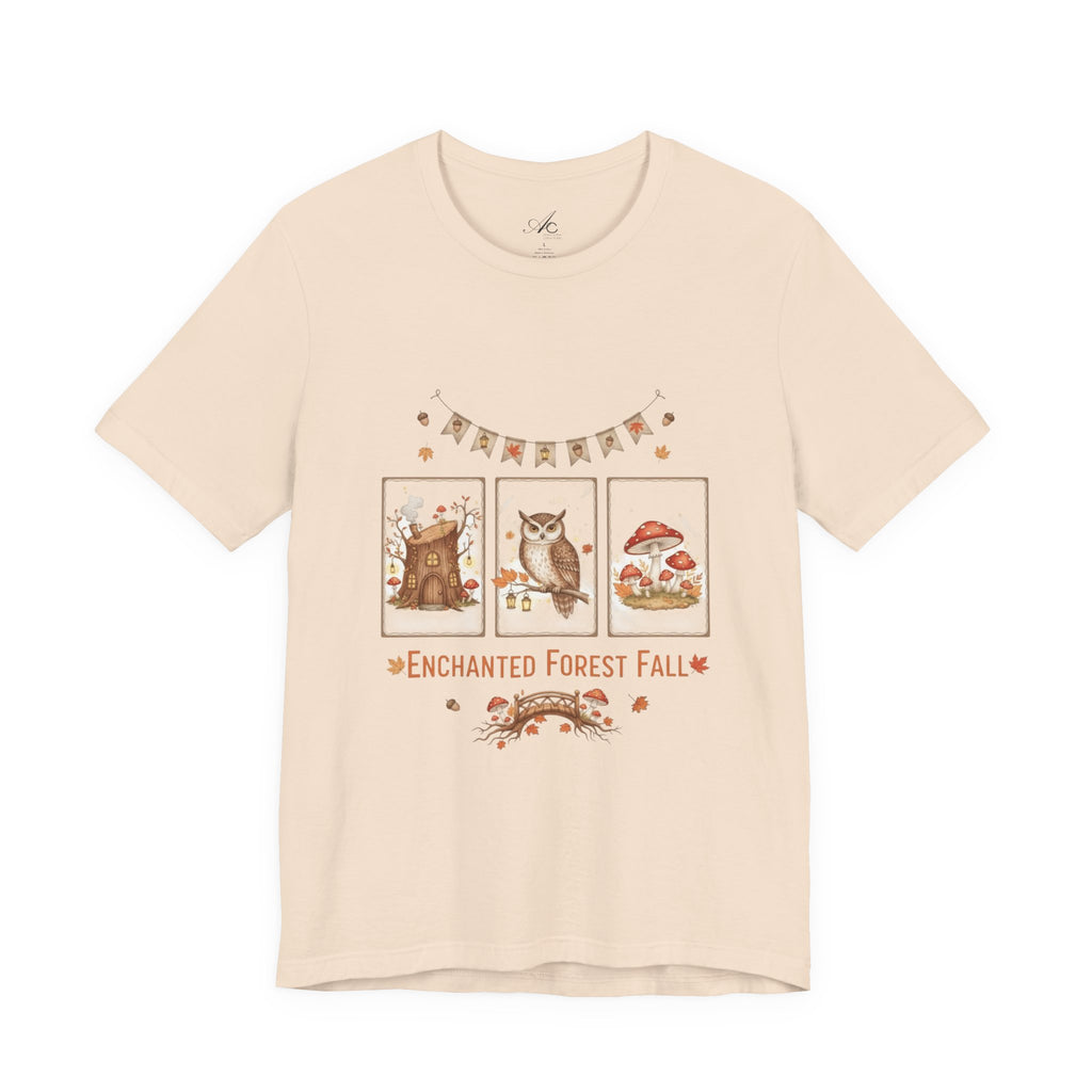 Enchanted Forest Fall Tee, Cute Owl Shirt, Autumn Graphic Tee, Nature Lover Gift, Cozy Fall Apparel, Wildlife T-Shirt, Unisex Fall Top