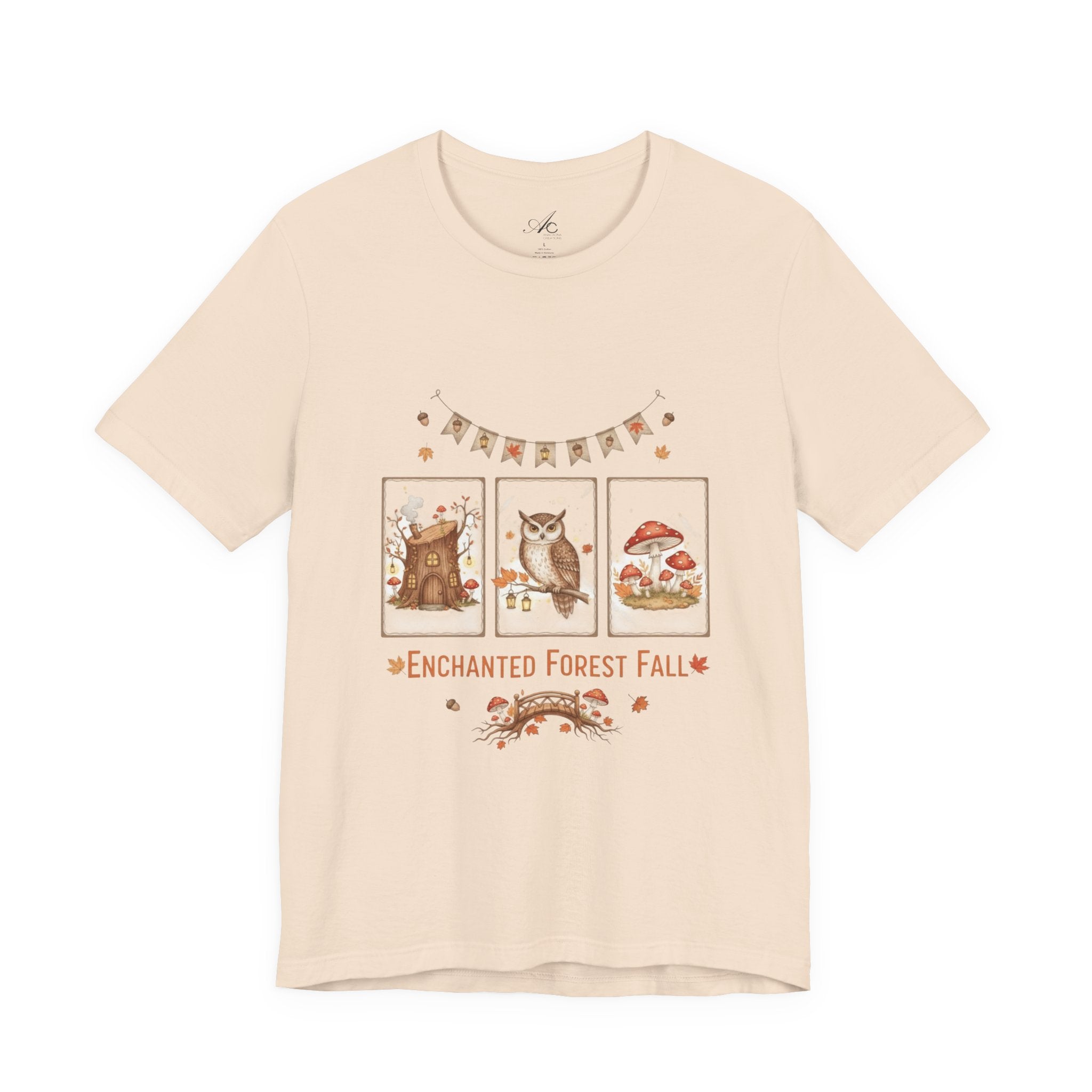 Enchanted Forest Fall Tee, Cute Owl Shirt, Autumn Graphic Tee, Nature Lover Gift, Cozy Fall Apparel, Wildlife T-Shirt, Unisex Fall Top