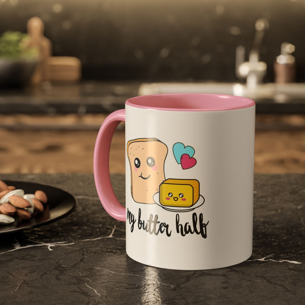 Motivational & Funny Quote Mugs Uplifting Coffee Cup Gifts Cute Foodie Relationship Mug My Butter Half Design, Colorful 11oz & 15oz