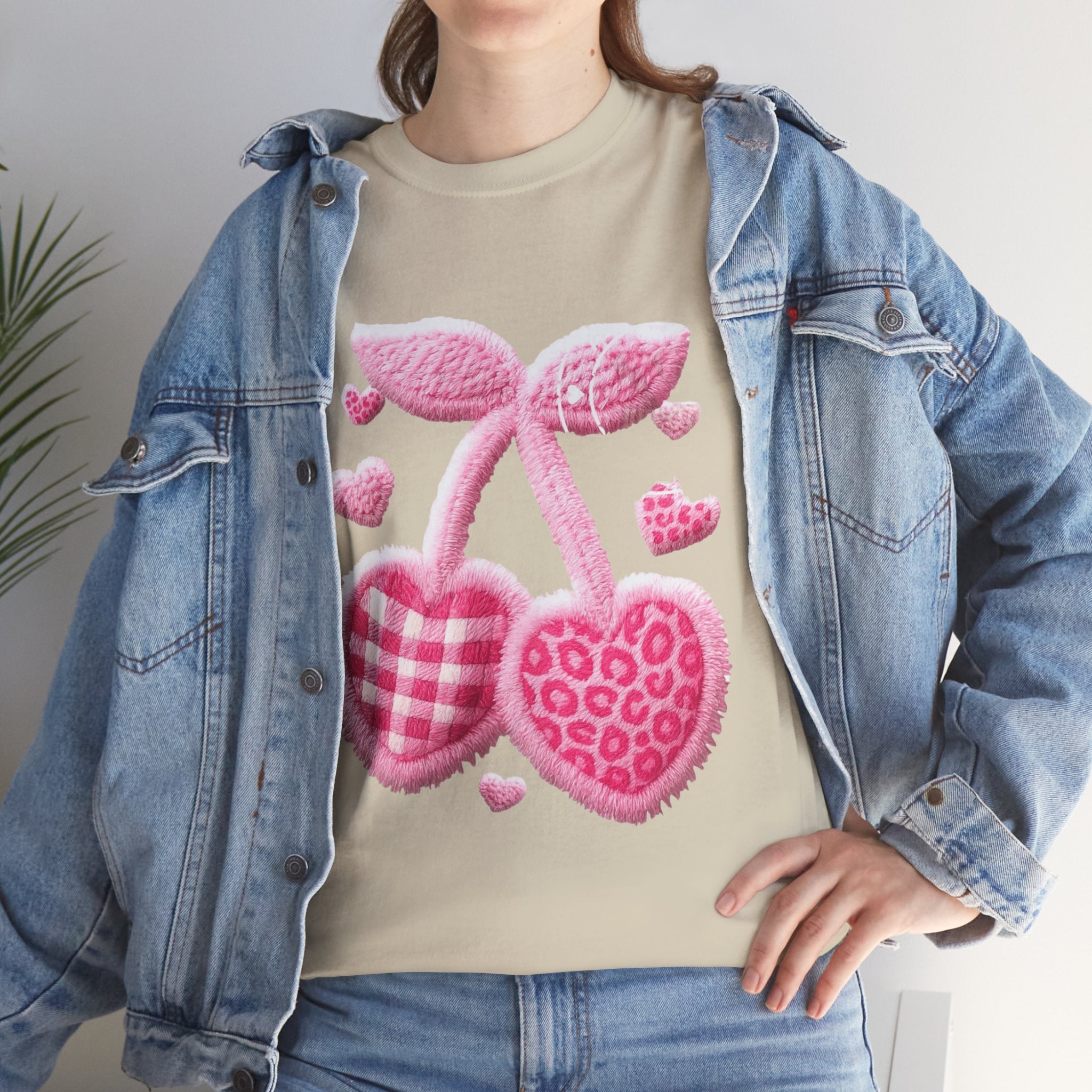 Pink Heart Cherries Tee  LOVE Graphic Valentine T-Shirt