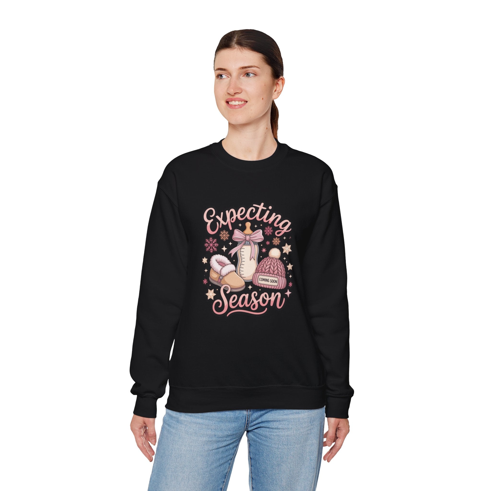 Expecting Season Sweatshirt  Cute Pregnancy Announcement Pullover Cartoon Christmas T-shirts and Sweaters