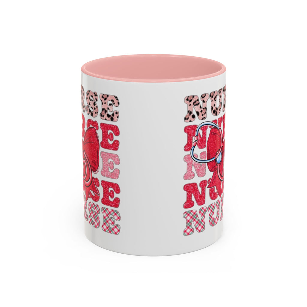 Nurse Stethoscope Bow Accent Coffee Mug — Cute Leopard & Plaid Healthcare Gift (11/15oz) Medical Christmas Mug