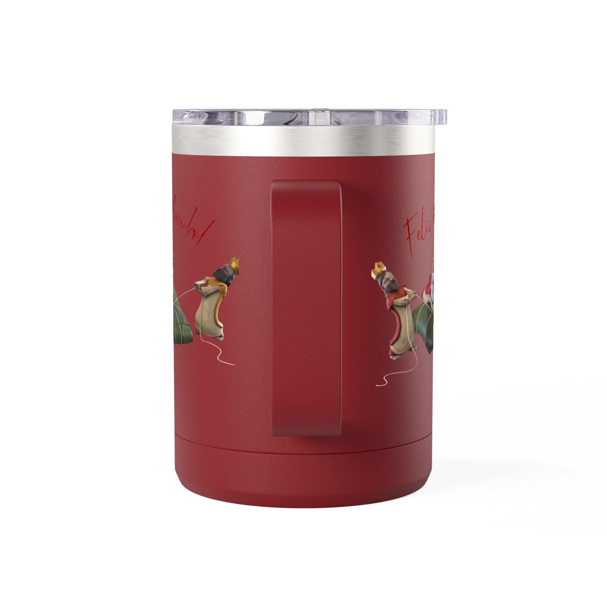 3 KINGS Holiday Travel Tumbler — 'Feliz Navidad' Dachshund Santa Design Coffee Cup for Fun Celebrations