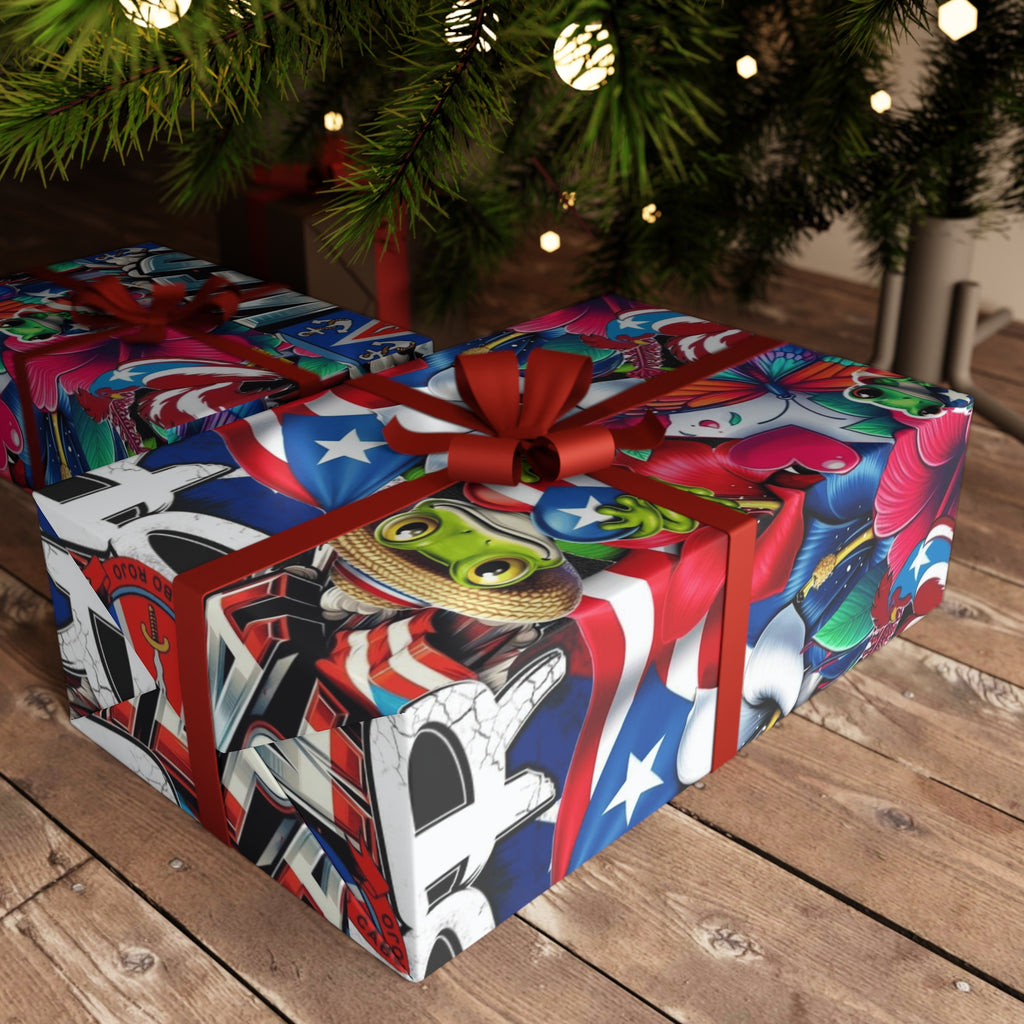 Puerto Rico Flag Graffiti Gift Wrap Sheet –flag, traditional symbols, tropical vibes, and island heritage Wrapping Paper