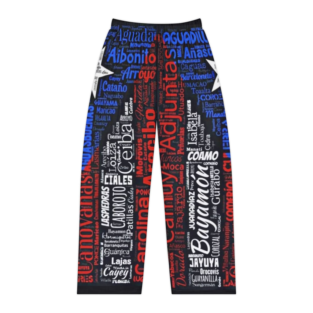 Puerto Rico Wordcloud Pajama Pants — Red White & Blue Island City Names  Puerto Rico–inspired Christmas pajamas