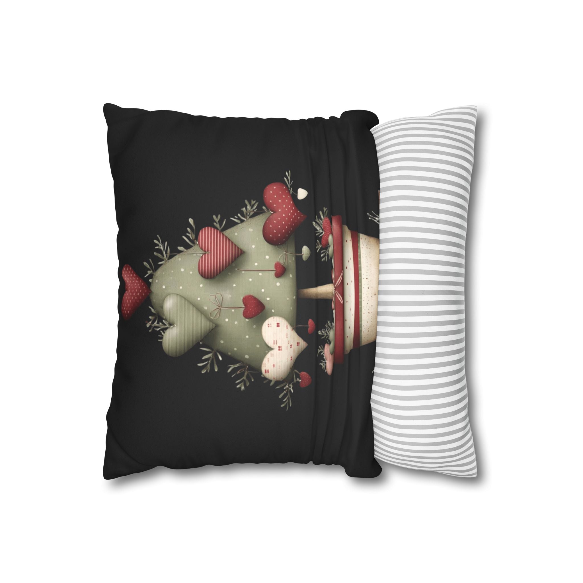 Valentine Heart Topiary Faux Suede Pillowcase CHRISTMAS PILLOW DÉCOR