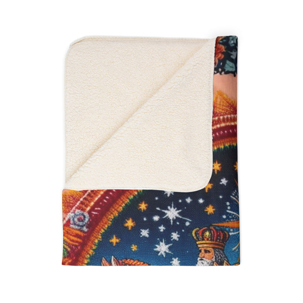 Fleece Sherpa Blanket  'Trulla y Tradición' Three Kings Nativity Throw