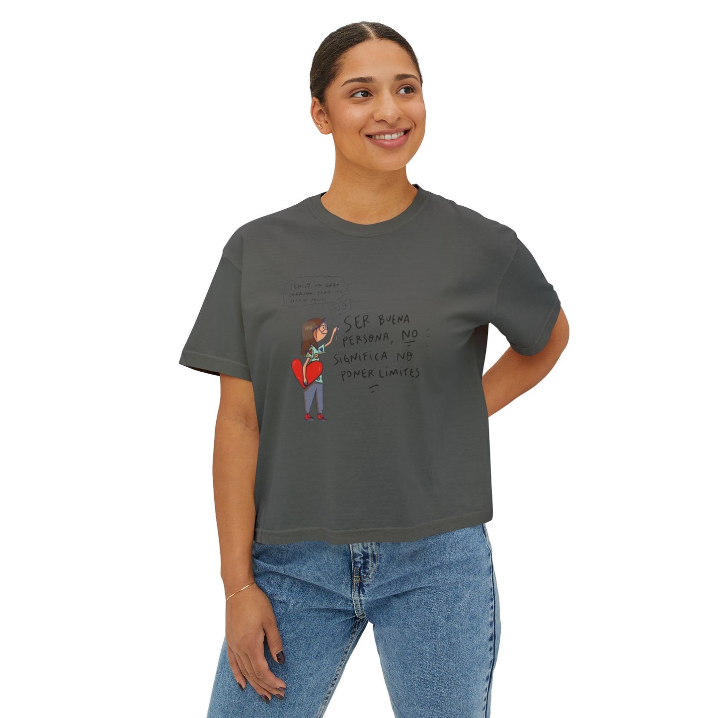 Let your outfit reflect your inner peace. Heartfelt Inspirational Women's Boxy Tee, Casual T-Shirt, Gift for Her, Empowering Top, Everyday Wear, Self-Love Vibes