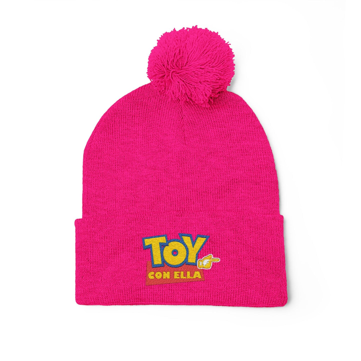 Toy Story Embroidered Pom-Pom Knit Cap Humor Cuffed Beanie – Warm, Soft & Sassy Winter Hat