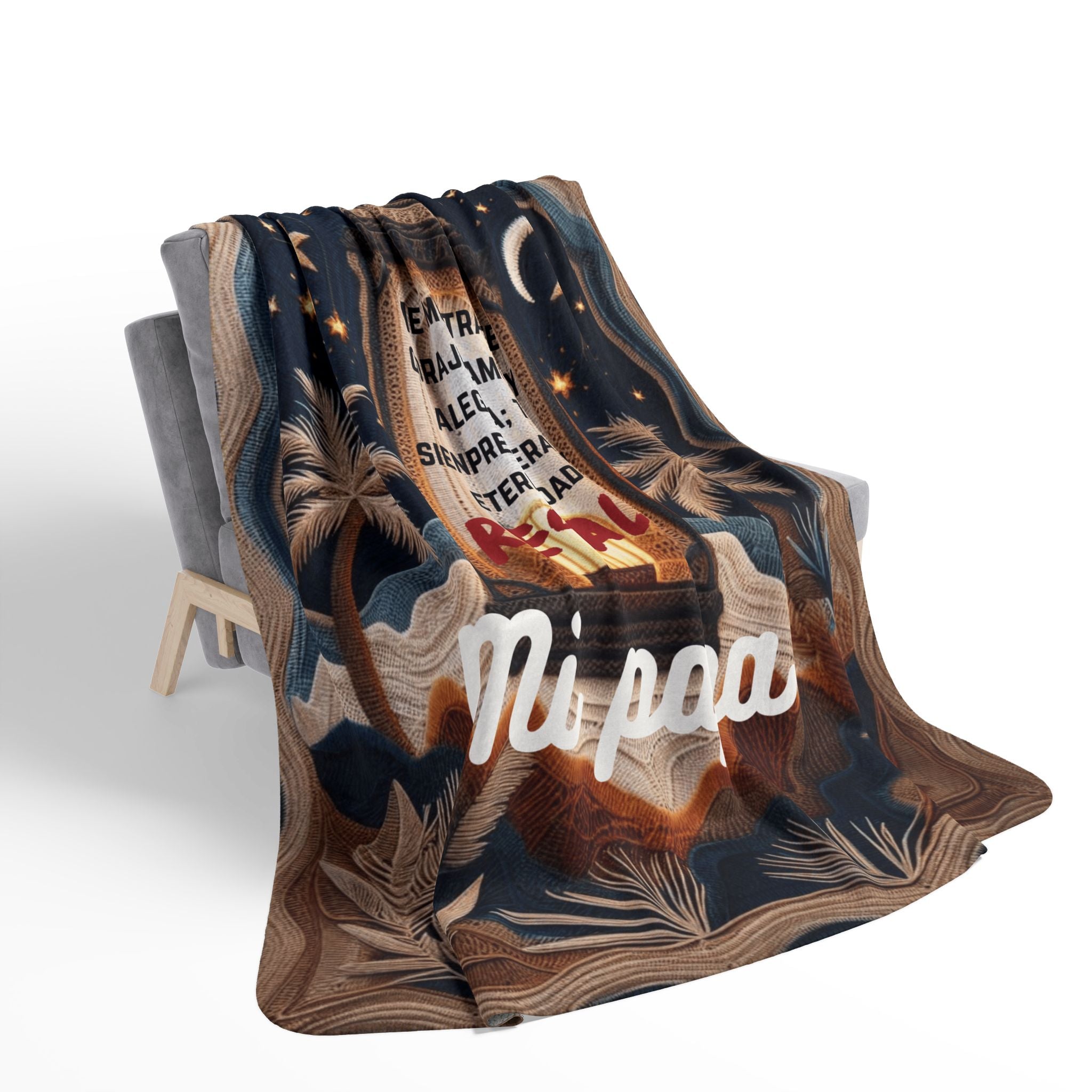 Fleece Blanket - "Mi Papá" Spanish Memorial Lantern Design (Regalo)