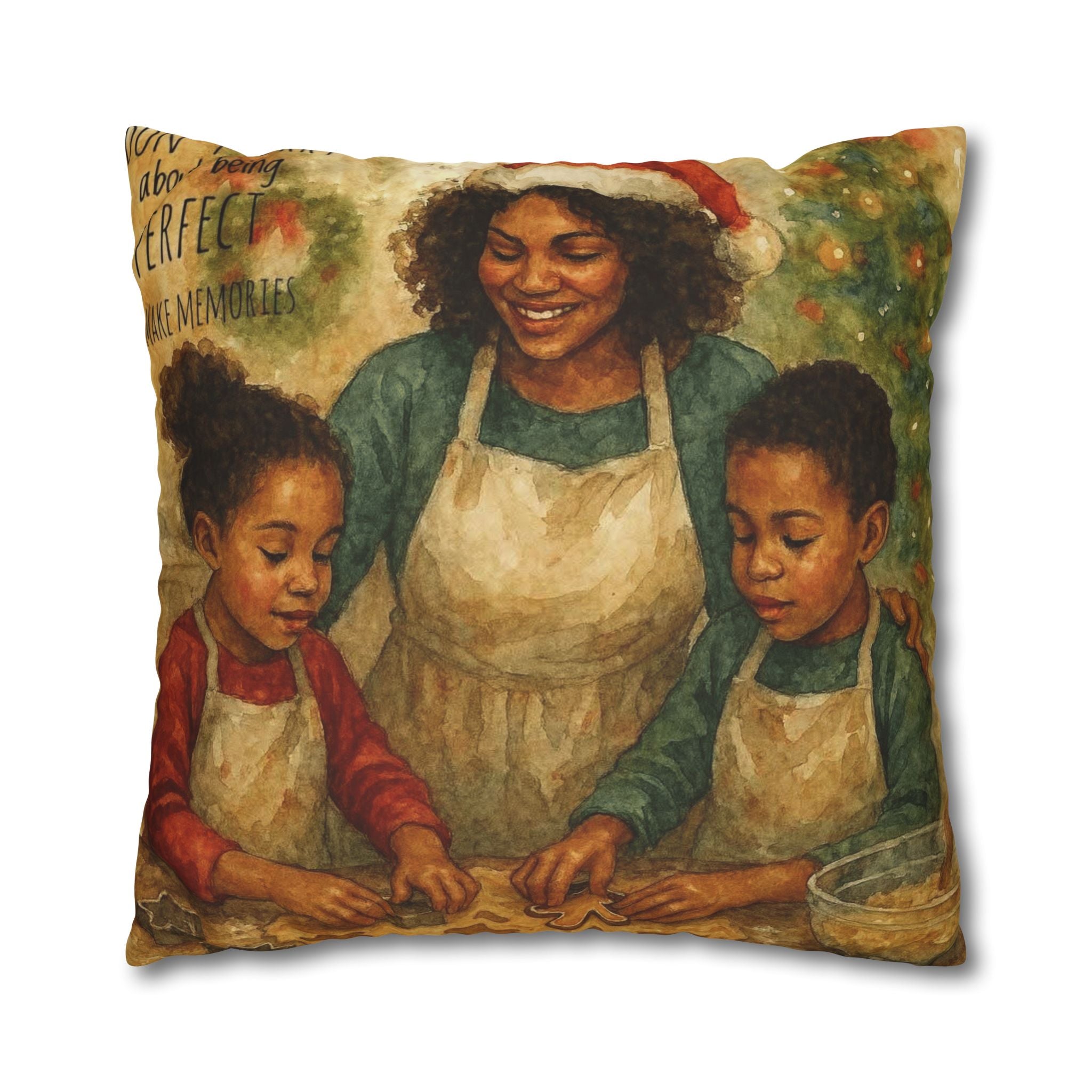 Holiday Baking Family Pillowcase — Square Decorative Throw Pillow