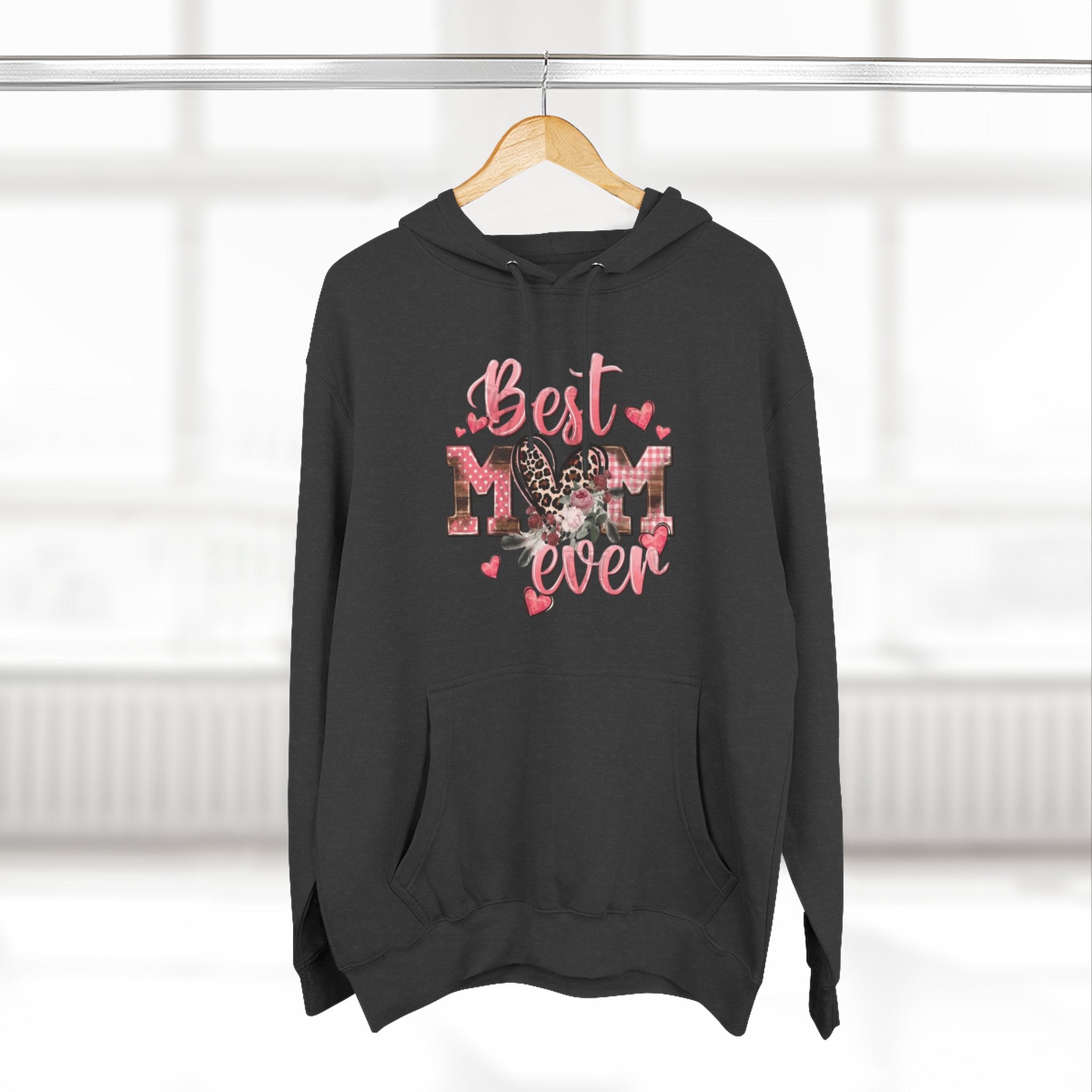 Best Mom Ever Hoodie  Leopard Heart Mother's Day Pullover