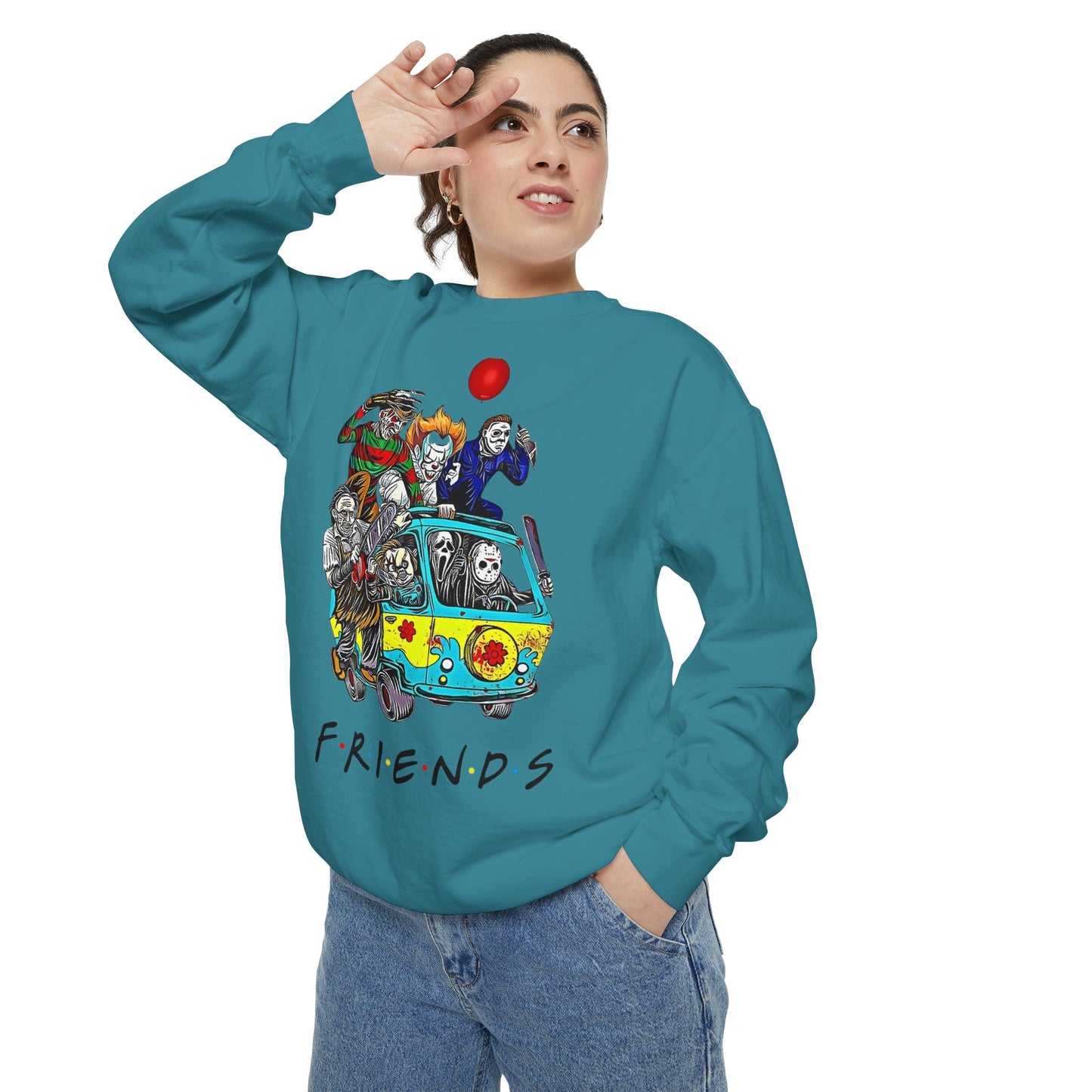 Friends-Inspired Unisex Garment-Dyed Sweatshirt, Cozy Casual Wear, Unique Graphic Sweatshirt, Perfect Gift, Everyday Style